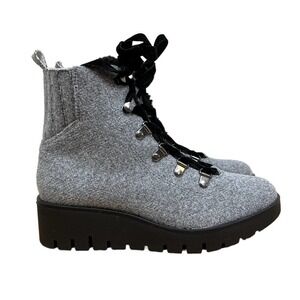Anne Klein‎ Donata Boot Water Resistant Faux Fur Vamp Velvet Lace Gray Women 6M